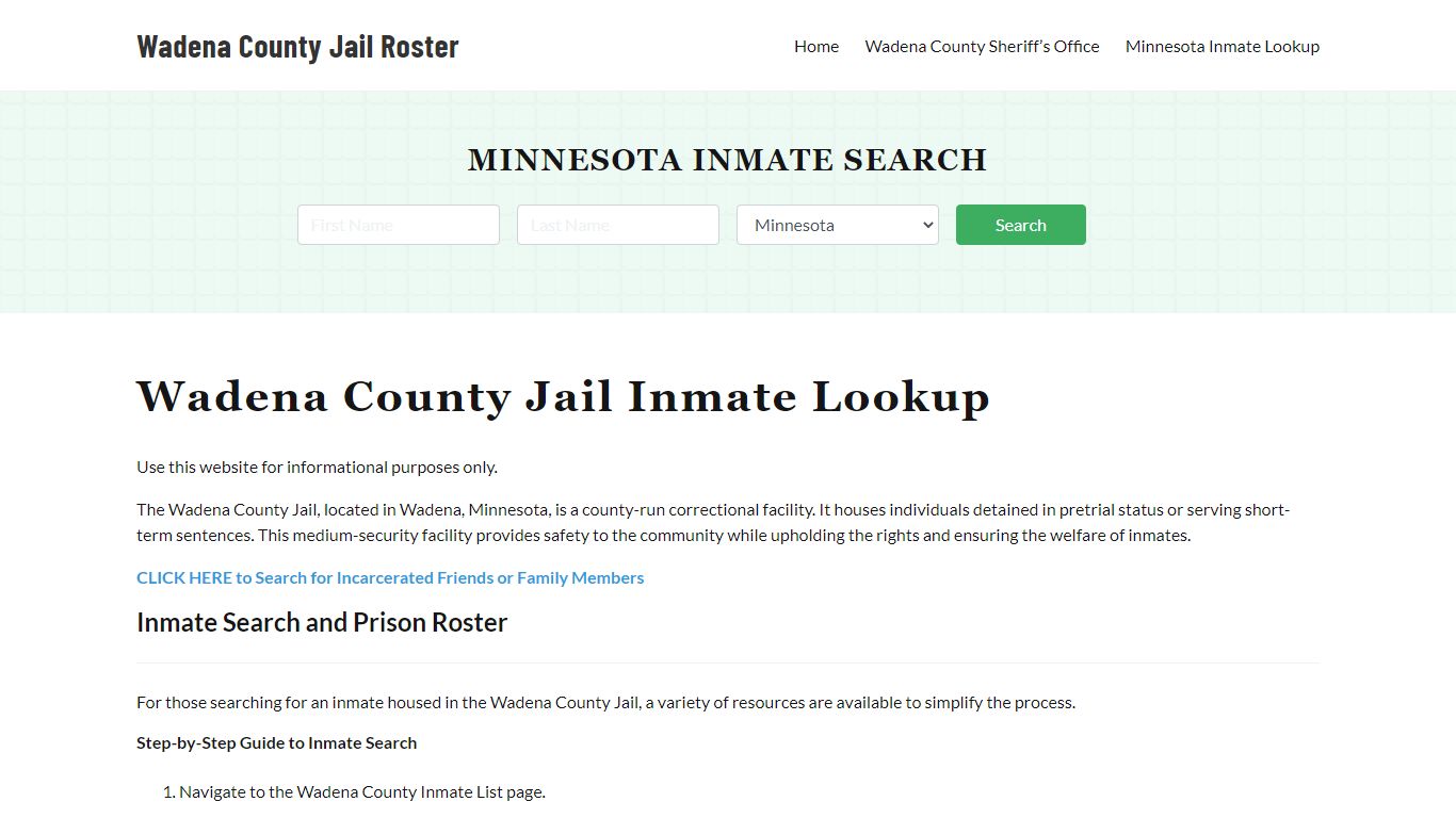 Wadena County Jail Roster Lookup, MN, Inmate Search